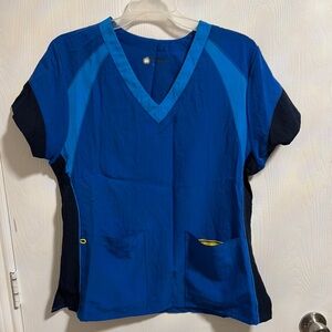 Four-Stretch Women’s Scrub‎ Top Large Short Sleeve Pockets V-Neck Lightweight